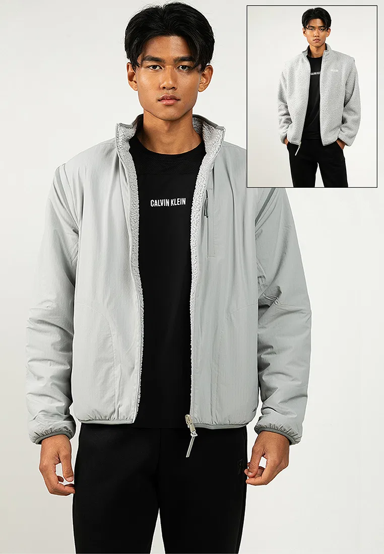 Куртка, двусторонняя шерпа, Calvin Klein Sport, серый