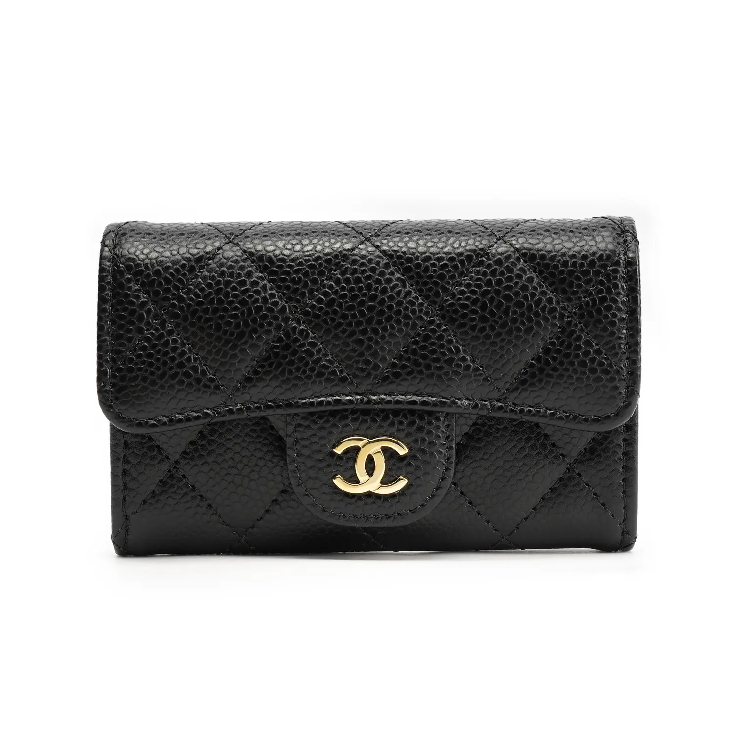 

CHANEL Кошелек для монет и карт из тисненой коровьей кожи, женский, черный