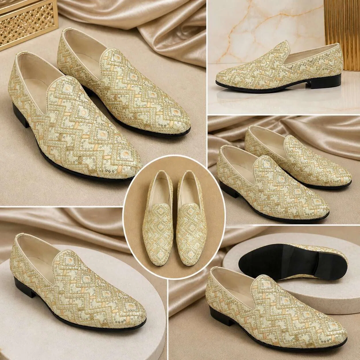 Лоферы с вышивкой, Punjabi Jutti, Cream Multi Step n Style — фото 3