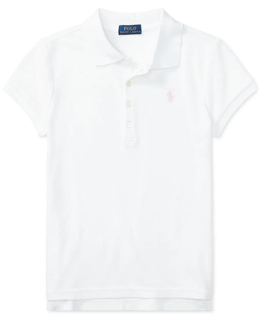 Поло-рубашки из сетчатой ткани для девочек от Ralph Lauren Polo Ralph Lauren, белый — фото 4