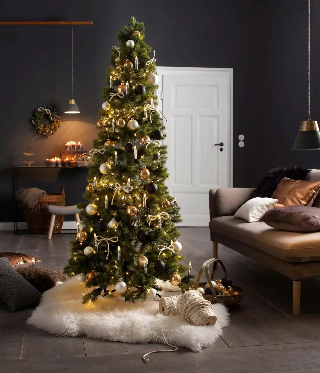 

Искусственная елка Creativ deco "Рождественское украшение, искусственная елка, ель", тонкой формы, со светодиодной гирляндой Рост: 210 см, до, зеленый