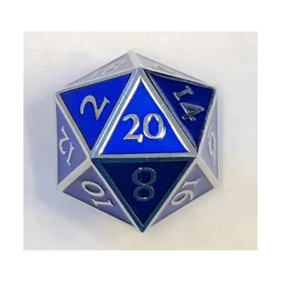 

Giant d20 — серебро с синей эмалью, Dwarven Metal Dice
