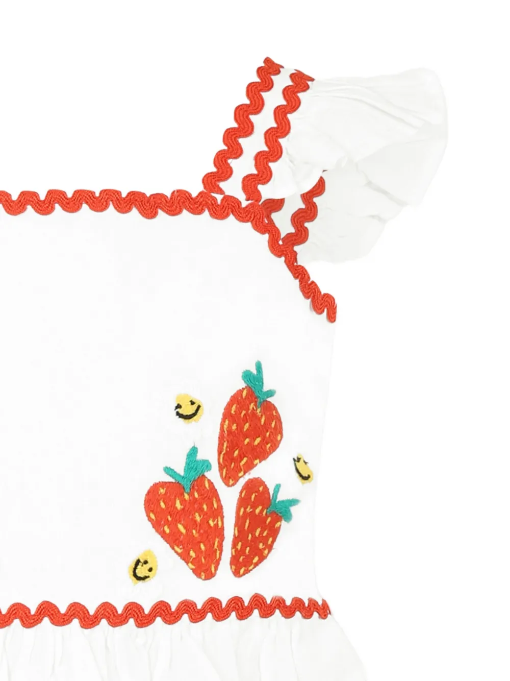 Блузка с рукавами кап и вышивкой Stella McCartney Kids, белый — фото 3