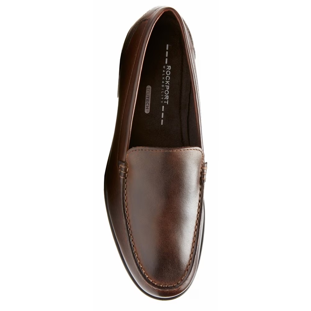 Классические венецианские мокасины Rockport, dark brown leather — фото 4