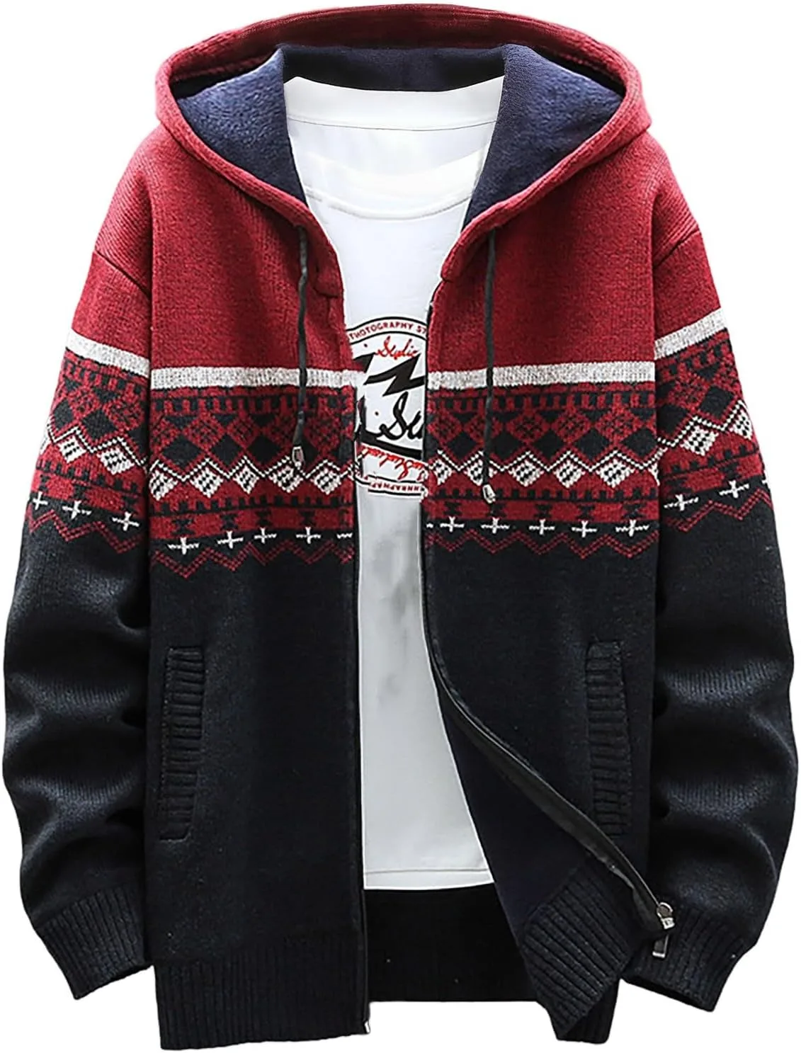 

Мужская худи-кардиган с молнией, утепленная куртка для зимы с карманом