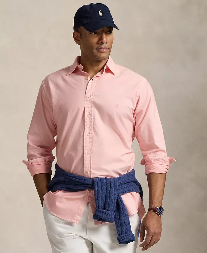 

Мужская рубашка Oxford Big & Tall с минеральной окраской Polo Ralph Lauren, розовый