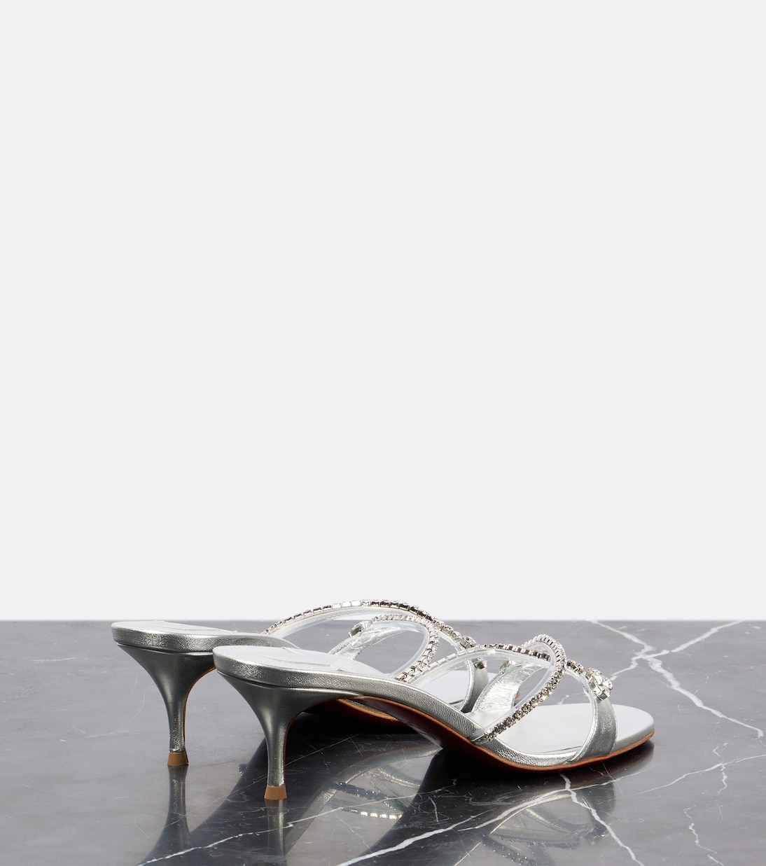 Кожаные сандалии Queen 55 с декором Christian Louboutin, серебряный — фото 3