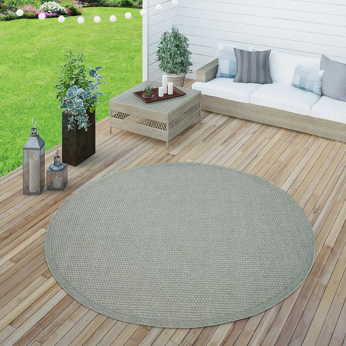 

Ковер Paco Home "Timber 125", круглый, плоского переплетения, имитация сизаля, подходит для внутреннего и наружного использования, гостиная Ø 160 см, зеленый