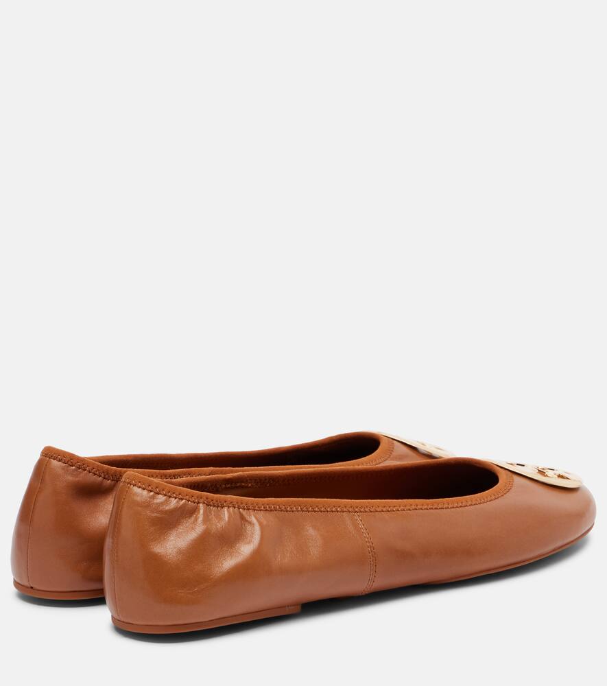 Туфли-балетки Reva Travel из кожи Tory Burch, Pecan Praline/Gold — фото 2
