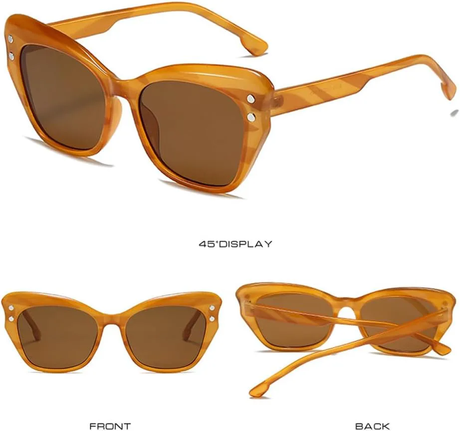 

Солнцезащитные очки UV400 - увеличенного размера "кошачий глаз" с заклепками, желейного цвета, для женщин и мужчин, для бега и активного отдыха UYPTK, Blue Grey Green