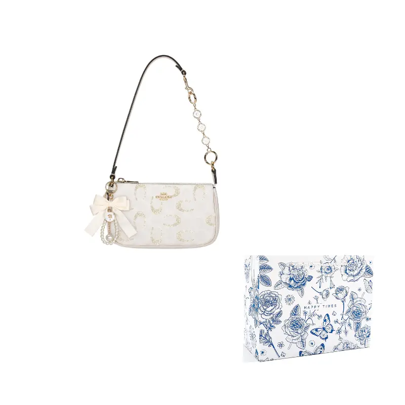 

COACH Сумка женская подмышечная малая Coated Canvas Sand & Chalk White