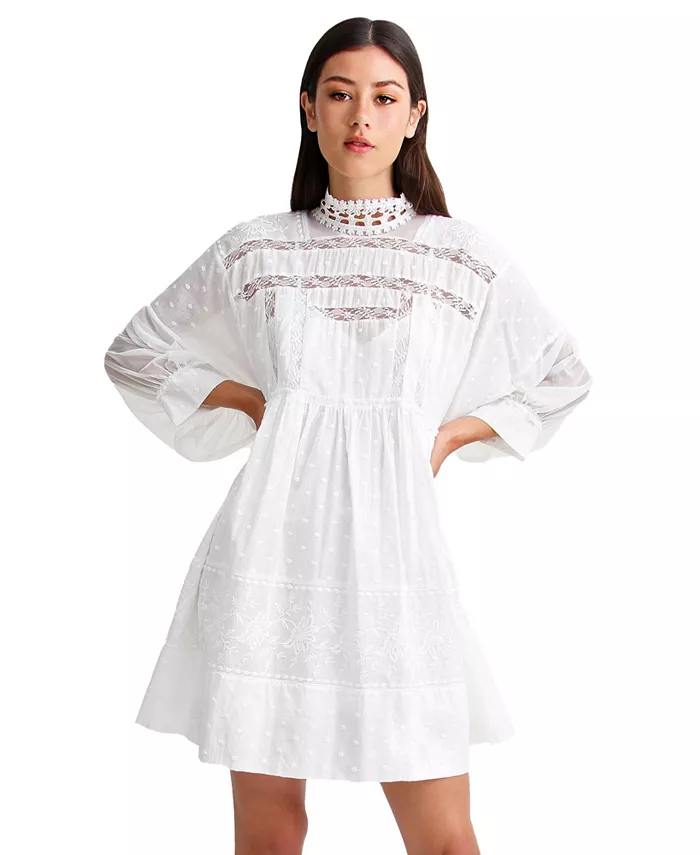 

Женское мини-платье Unforgettable oversize с кружевом Belle & Bloom, белый