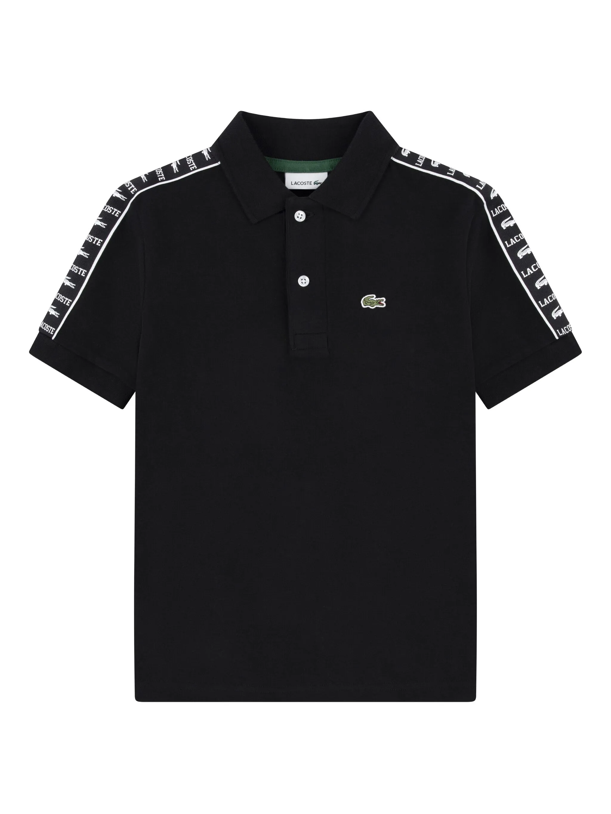 

Рубашка поло с логотипом и лентой Lacoste Kids, черный