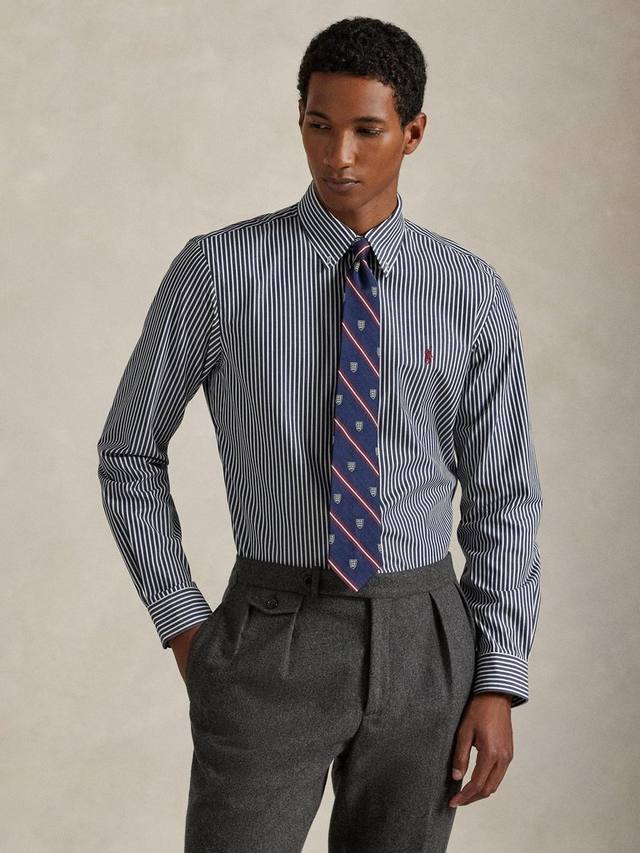 

Хлопковая поло рубашка с полосками Slim Fit Ralph Lauren, Newport Navy/White