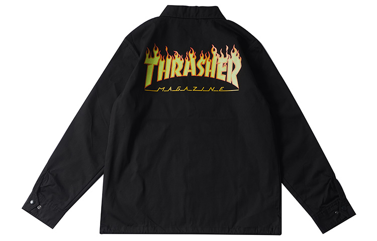 

Thrasher Приталенная куртка средней длины, японская версия, унисекс, черная