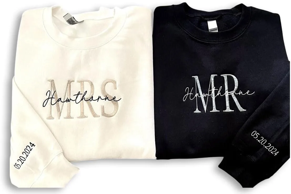 

NAZENTI худи Mr & Mrs с вышивкой, имена пары и дата на рукаве