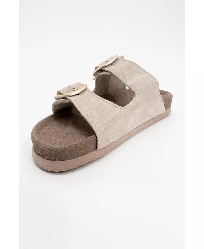 Овеста Слайды на мягкой стельке из кожи (женские) Forever & Always Shoes, коричневый/бежевый — фото 3