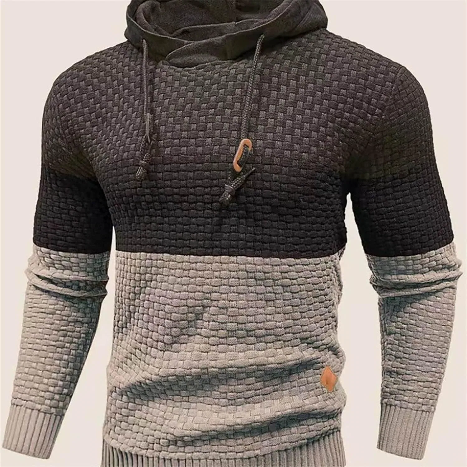 Мужской свитшот с капюшоном, пэчворк-плед, Generic, 1b-dark Gray — фото 2