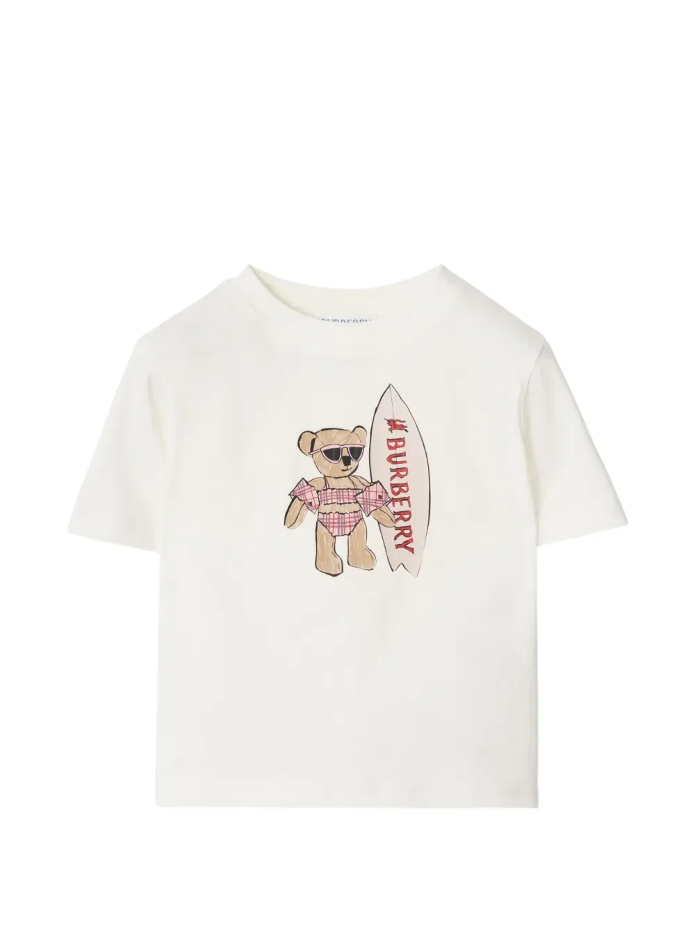 Хлопковая футболка с изображением медведя-серфера Burberry Kids, нейтральный