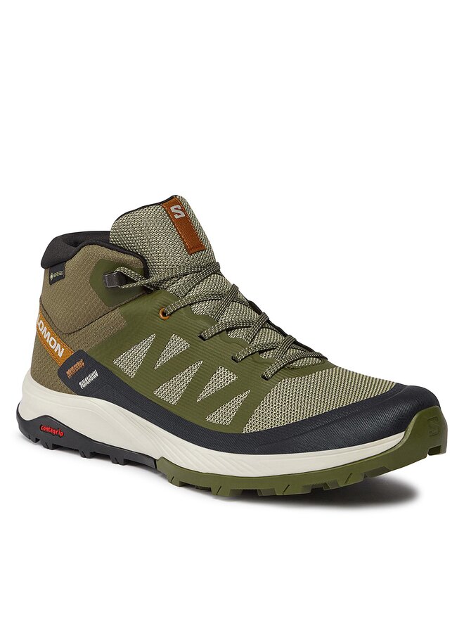 Треккинговые кроссовки Outrise Mid GORE-TEX L47143600 Salomon, хаки — фото 2