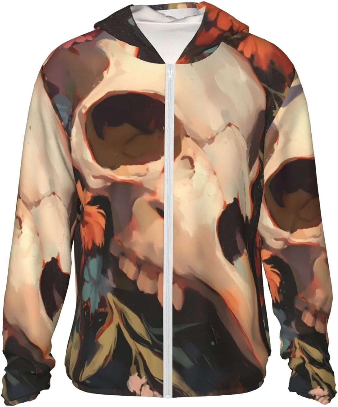 Толстовка с капюшоном Animal Skull для защиты от солнца, легкая, с длинным рукавом и молнией