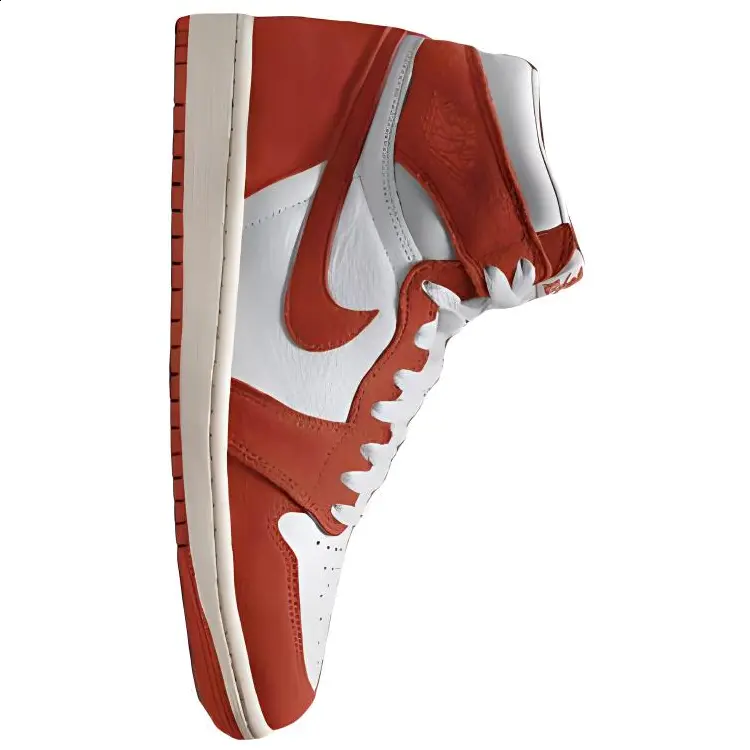 Кроссовки Air Jordan 1 Vintage Basketball Shoes Men High-top Team Orange/Cloud White/Team Light Blue, оранжевый/белый/голубой — фото 3