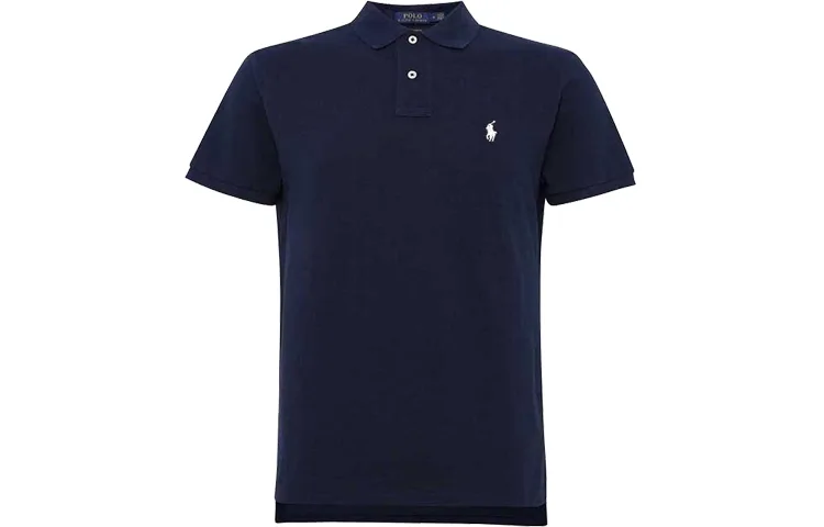Поло с логотипом на пуговице Polo Ralph Lauren, темно-синий