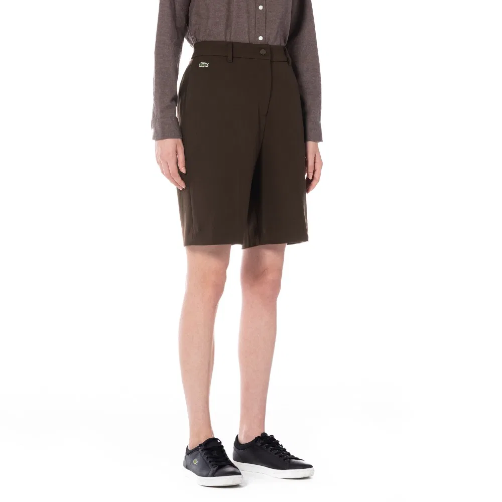 Брюки-бермуды Lacoste шерстяные коричневые — фото 3