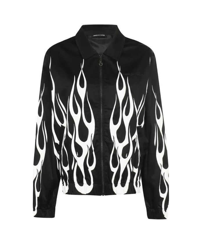 

Куртка на молнии с контрастным принтом, хлопковая смесь. Vision Of Super, черный