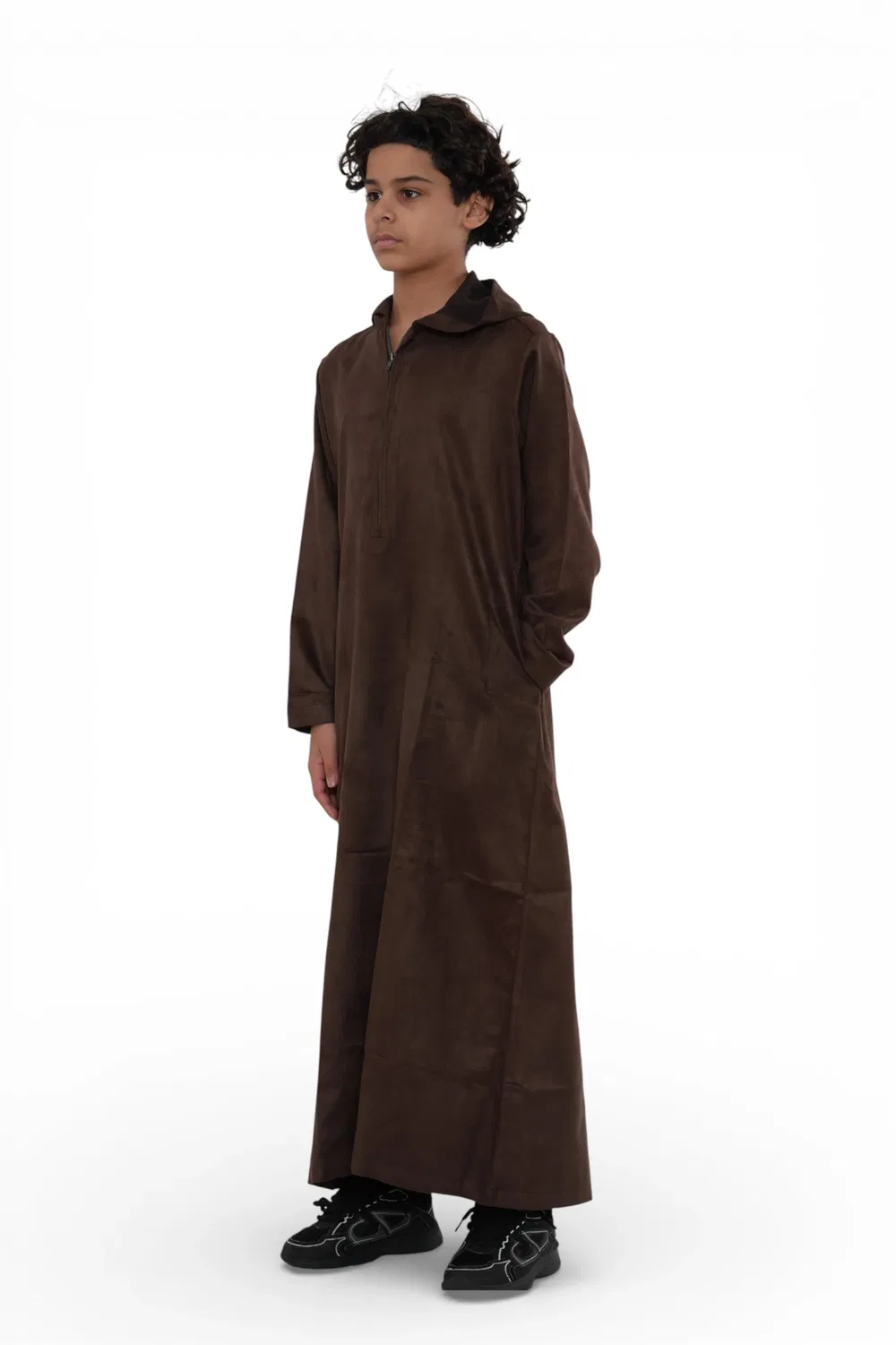 Arabic Thobes Детская коричневая марокканская джубба-халат для мальчиков на Ид - K-HM12 — фото 2