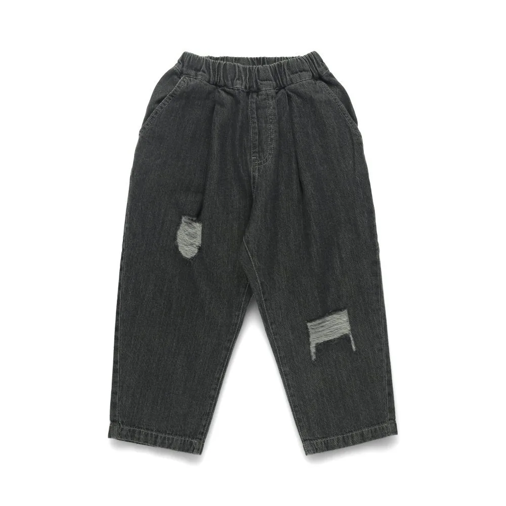 Длинные брюки из мятой джинсовой ткани с заправленными штанинами Branshes, black — фото 3