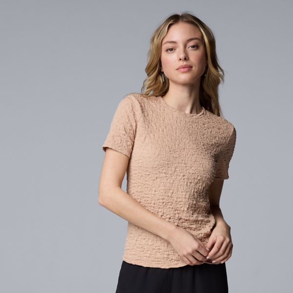

Футболка с мелким узором Simply Vera Vera Wang, цвет warm taupe