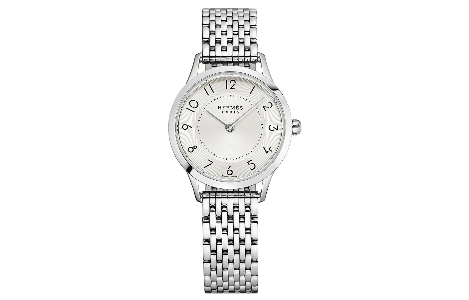 

HERMES Часы Slim D' Wrist Watch Quartz Movement Stainless Steel Watchband 25mm Silver Dial Women's Watch, Silver Dial
