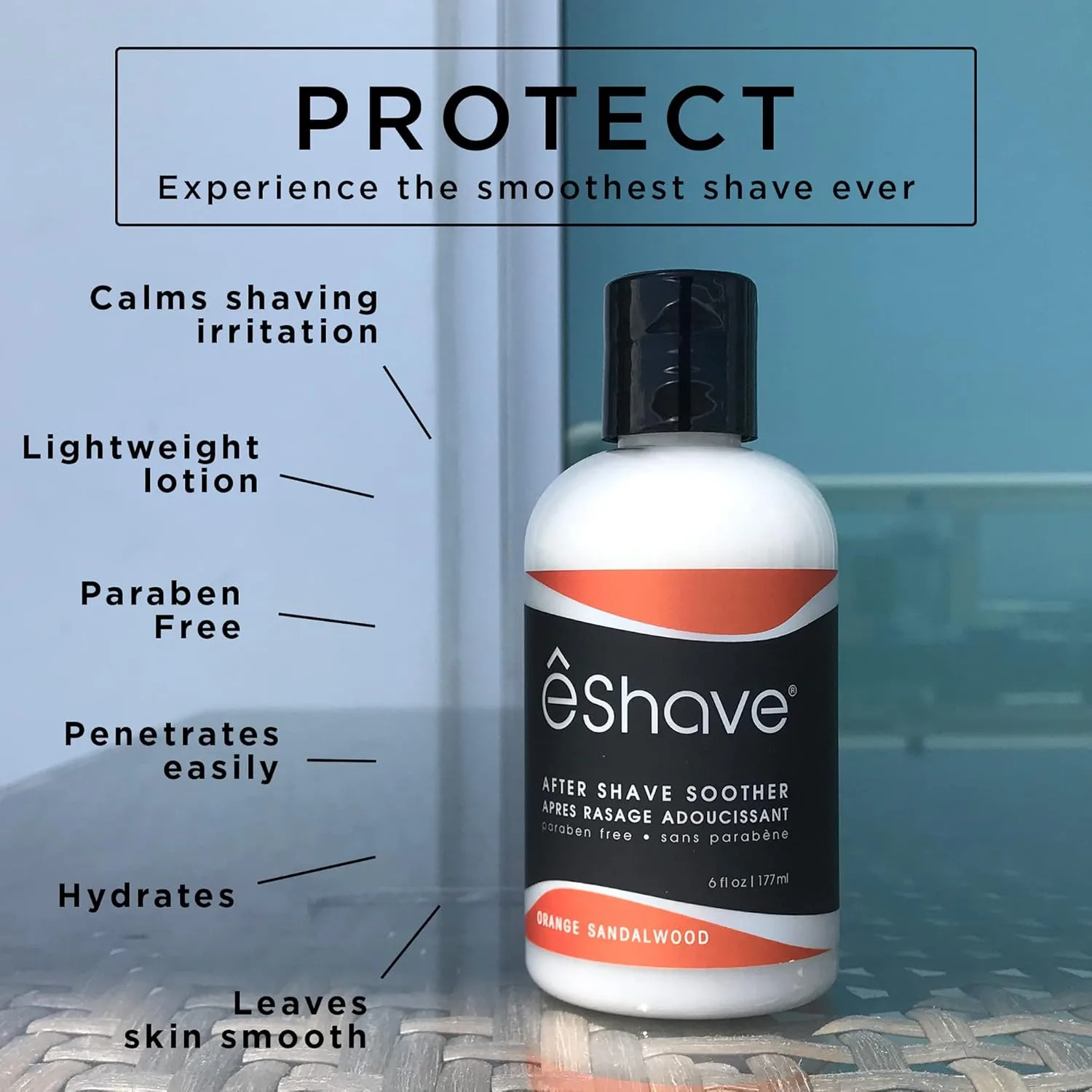 Бальзам после бритья eShave для мужчин, успокаивает раздражение, глубоко увлажняет, веганский, Zesty Orange Sandalwood, 170 г, Orange — фото 3