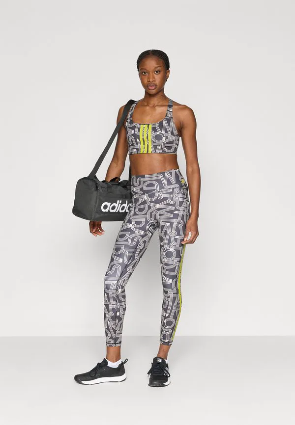 Спортивный бюстгальтер farm bra средней поддержки Adidas Performance, Black/Crystal Linen/Unity Lime — фото 2
