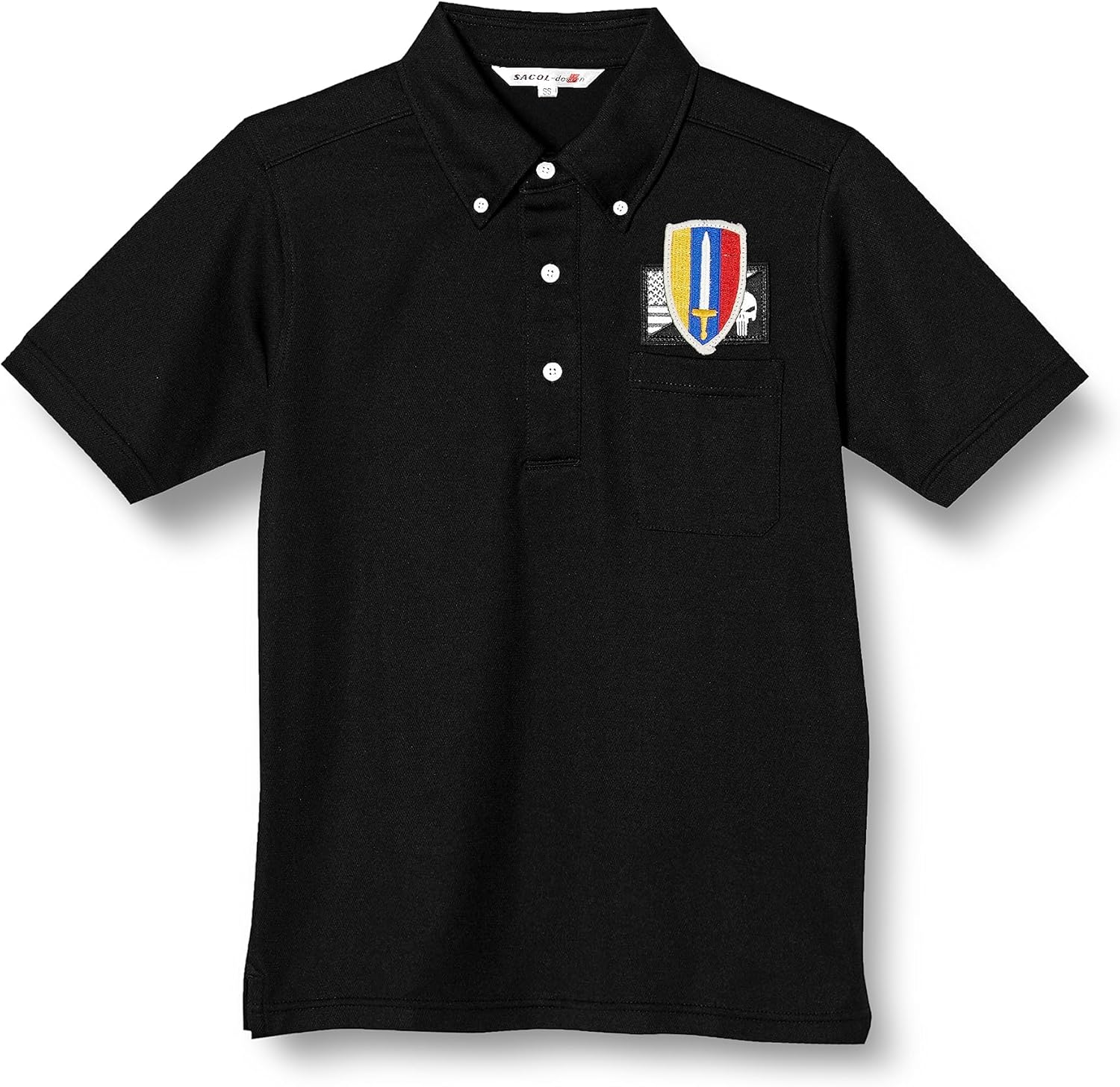 

Поло-рубашка F-Style F-SD021123 с коротким рукавом, украшенная гербом армии США, впитывает пот, быстро сохнет, имеет карманы и застежку на пуговицах, черная