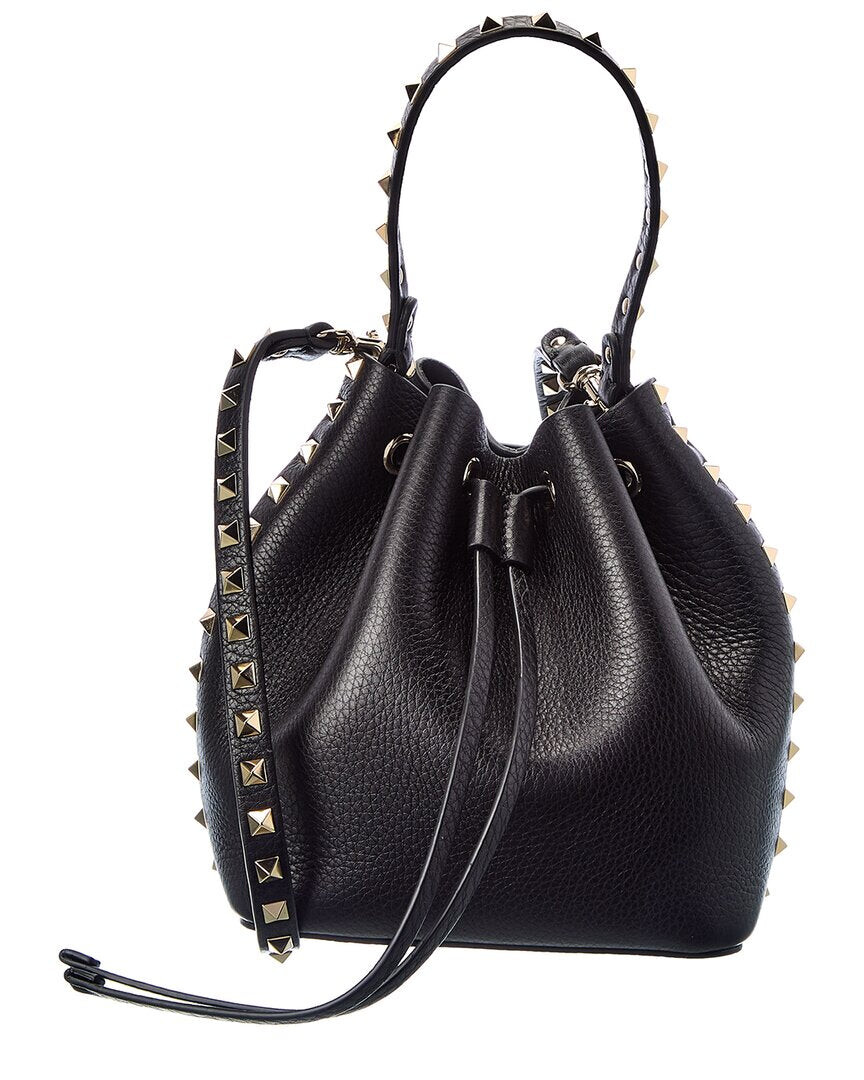 

Сумка-мешок Valentino Rockstud из зернистой кожи, черный