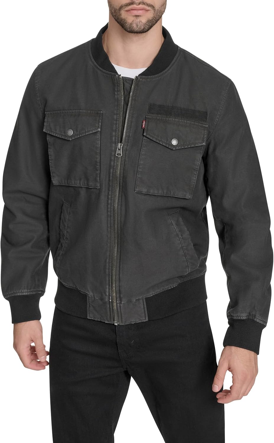 

Легкая мужская куртка-бомбер Levi's MA-1 Flight на молнии, Charcoal Cotton