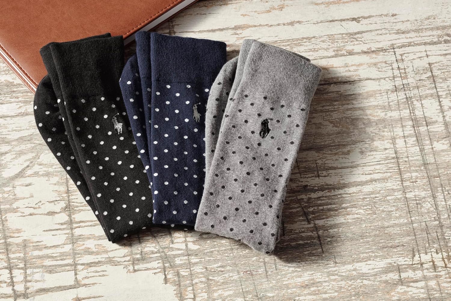 POLO RALPH LAUREN Мужские носки-следки с узором аргайл (3 пары), Pin Dot Navy — фото 3