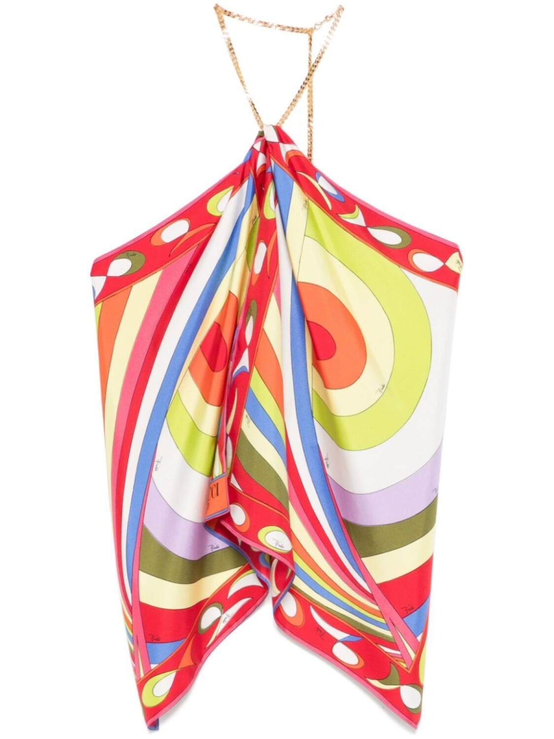 

Шелковый топ с принтом Iride и Pesci PUCCI, зеленый