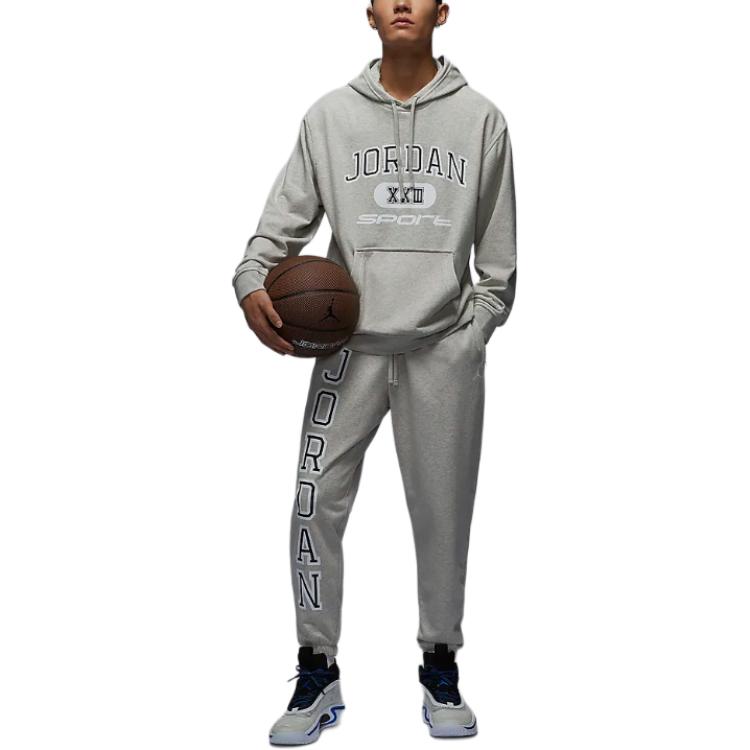 Джордан Спорт Кроссовер Мужская Толстовка с Капюшоном Dri FIT, Хизер Грей — фото 4