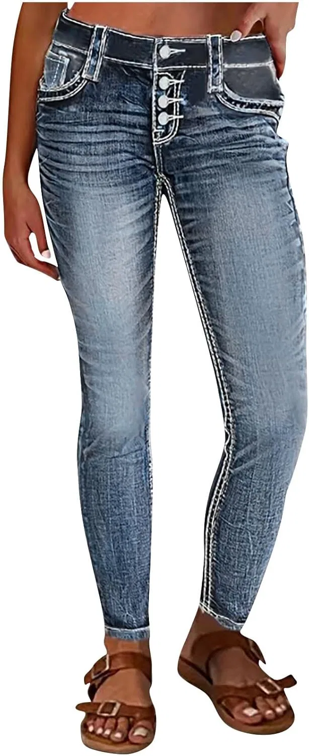 Джинсы скинни с потертостями Stretch Light Blue