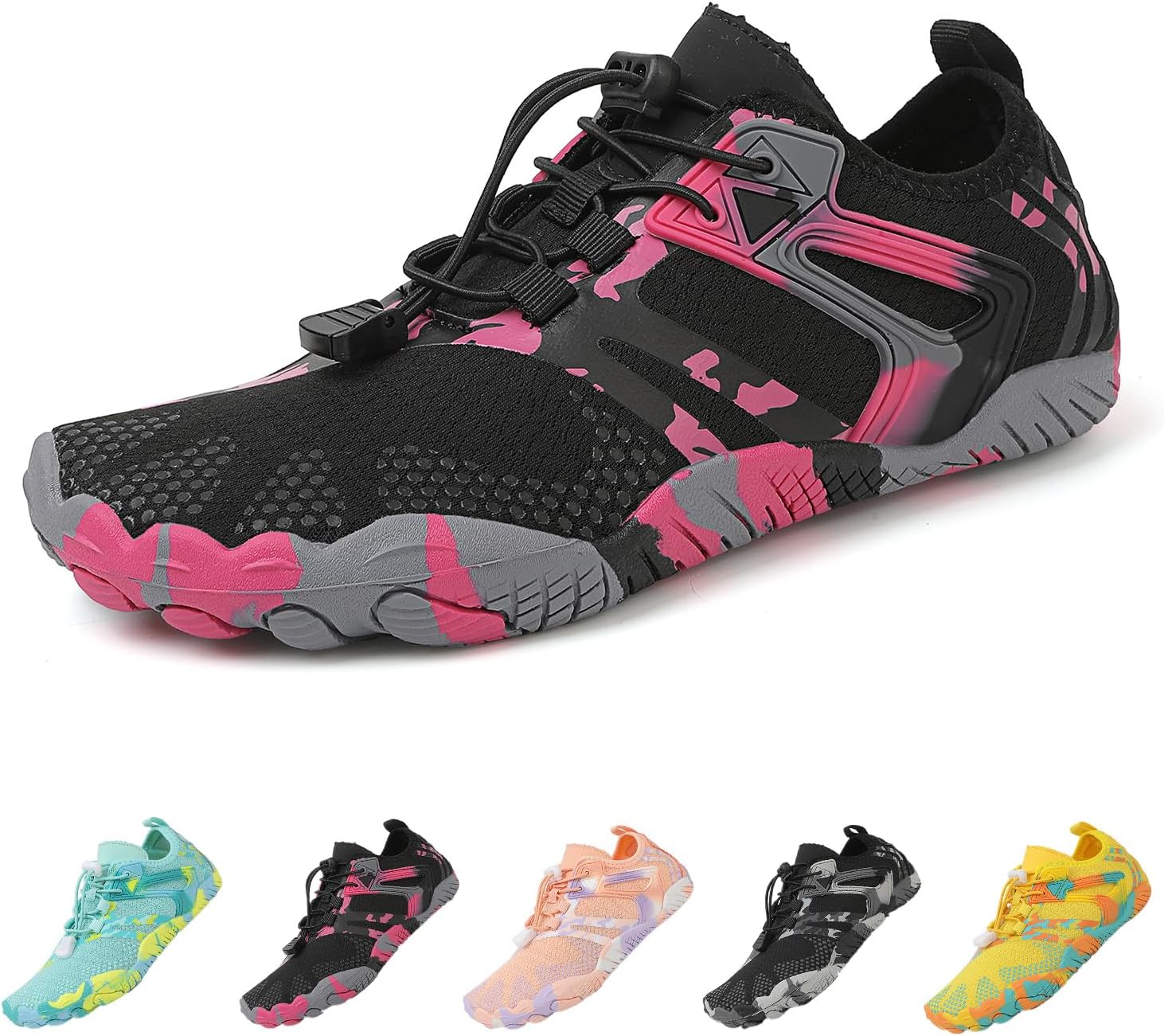 

Камуфляжные водные туфли для мужчин и женщин, обувь для плавания, быстросохнущие водные носки, подходящие для пеших прогулок, серфинга, катания на лодках, йоги и активного отдыха на воде Suxiaur, черный/красный