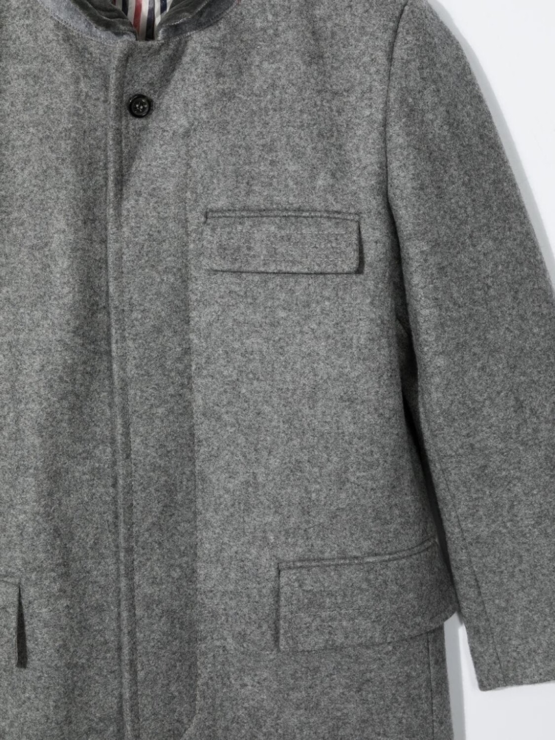 Thom Browne пальто Chesterfield Melton, серый — фото 3