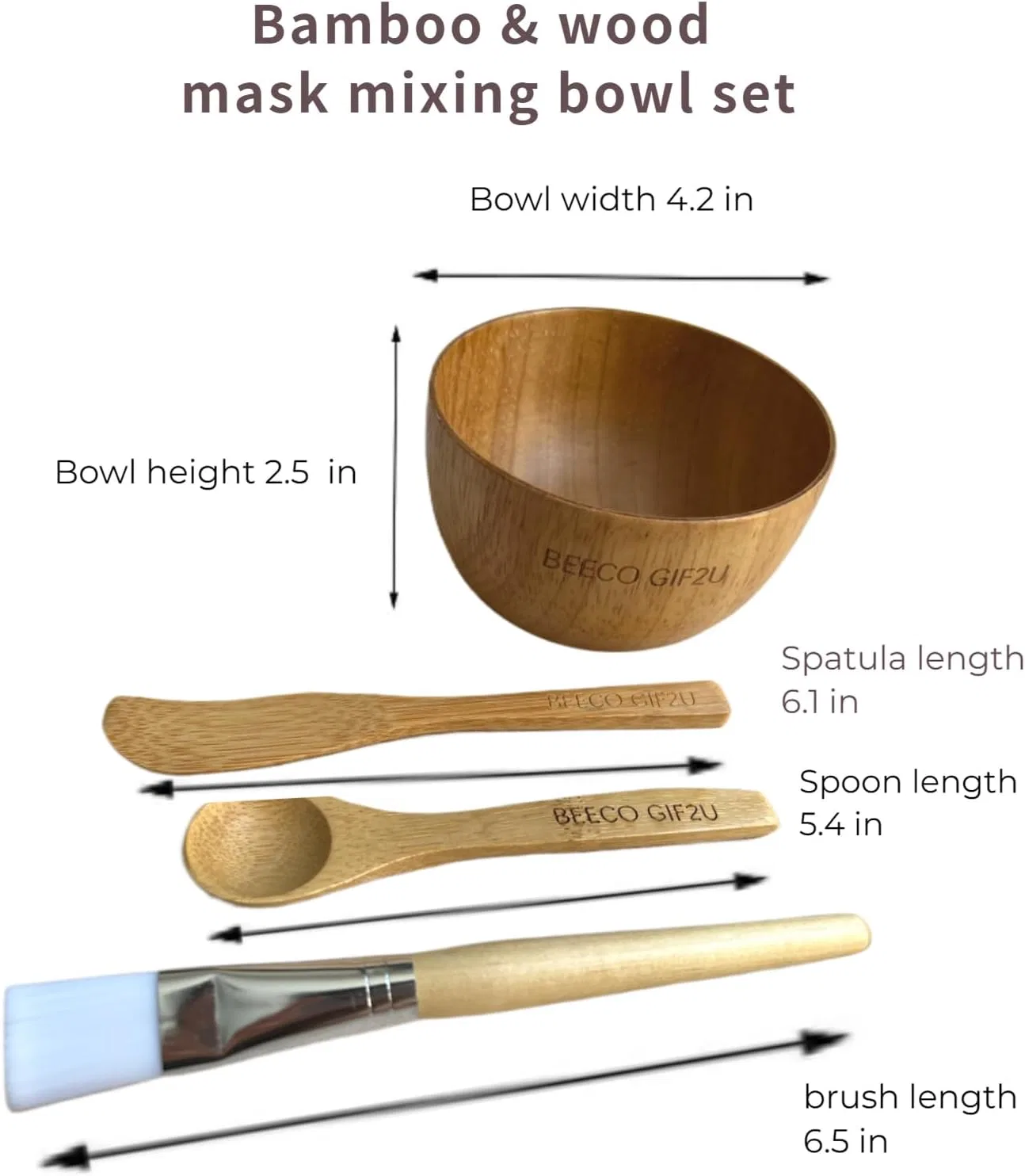 Набор Beeco Gif2U — Для смешивания масок из дерева , 4 предмета, светлый — фото 2