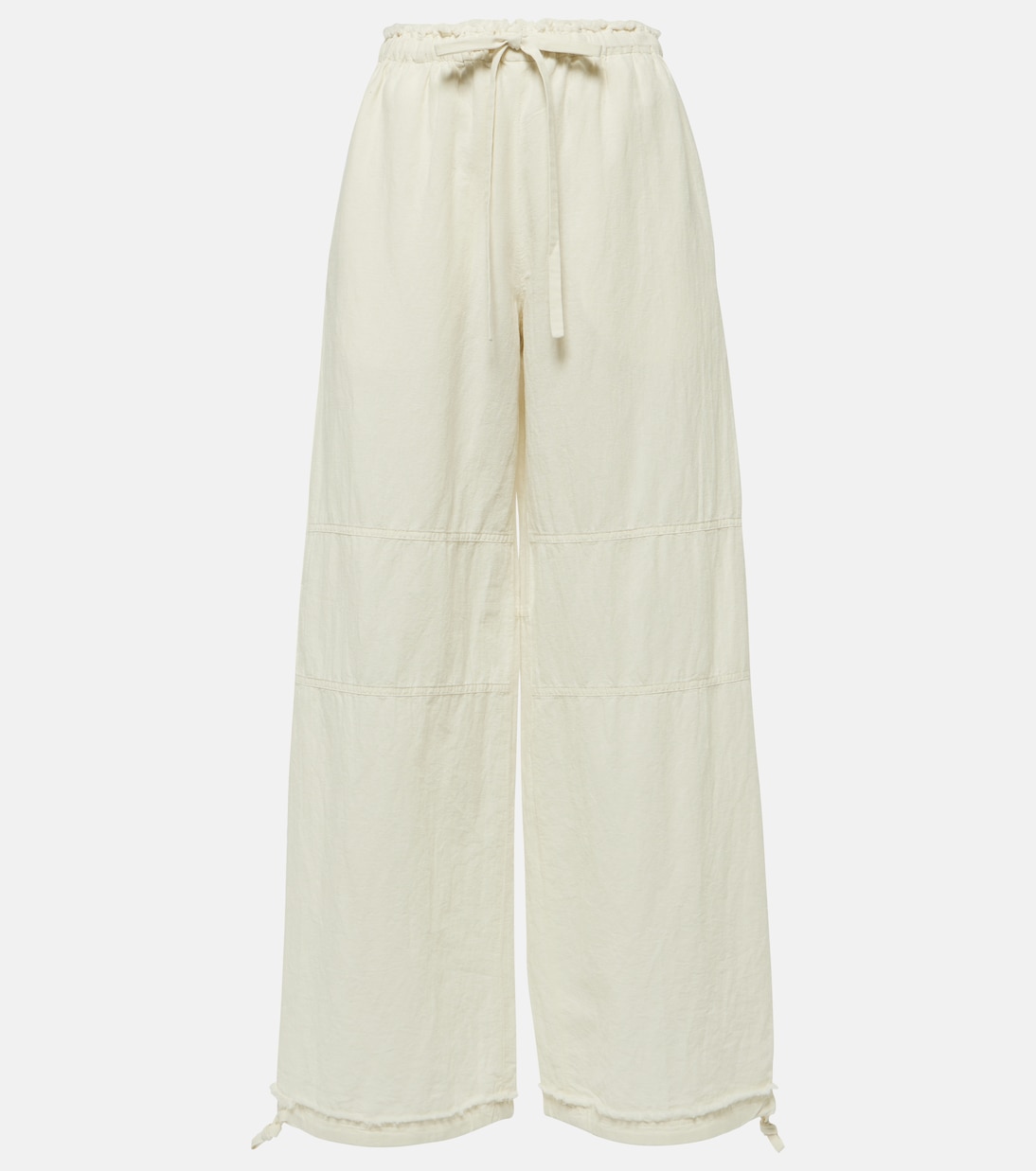 

Широкие брюки из хлопка и льна со средней посадкой Acne Studios, Warm White