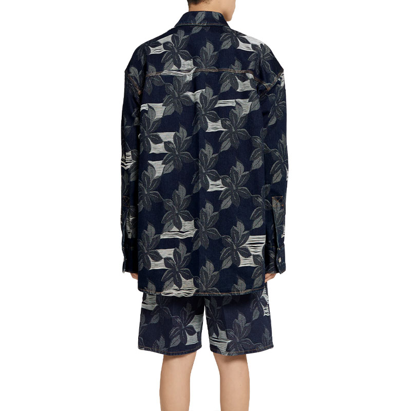 Рубашка Denim Floral Jacquard GUCCI, темно синий — фото 4