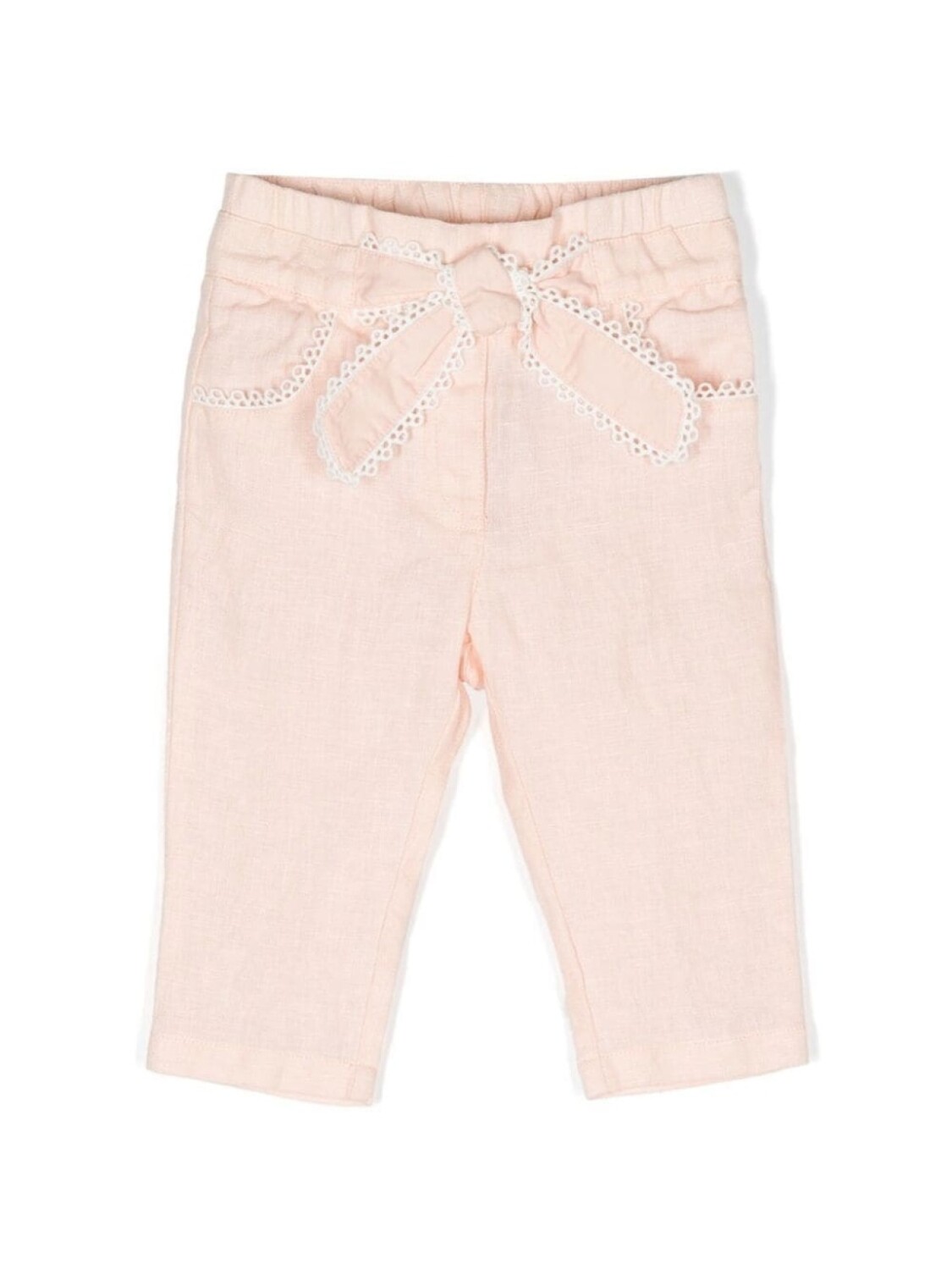 

Chloé Kids прямые брюки с завязками, розовый