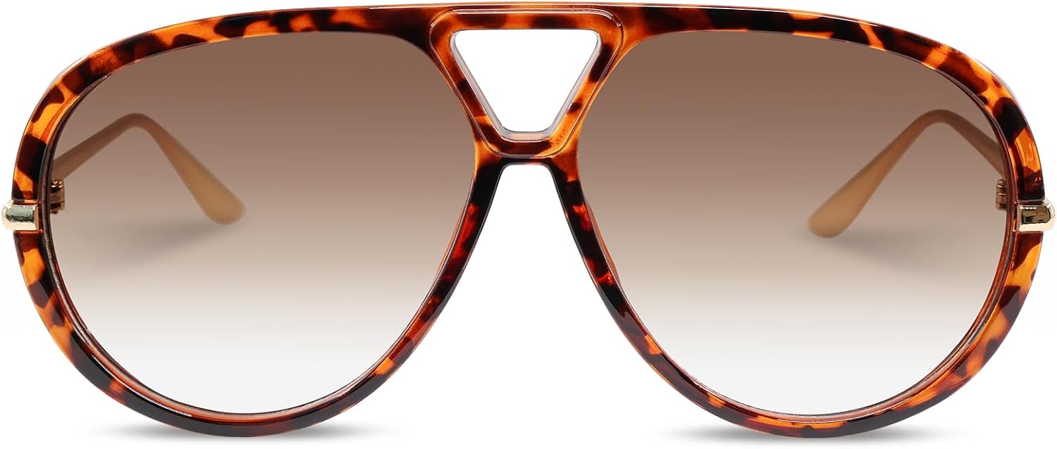 

Ретро поляризованные солнцезащитные очки-авиаторы для женщин и мужчин, большие классические квадратные солнцезащитные очки в стиле 70-х, модные винтажные очки DsitMG, Tortoise Frame/Brown