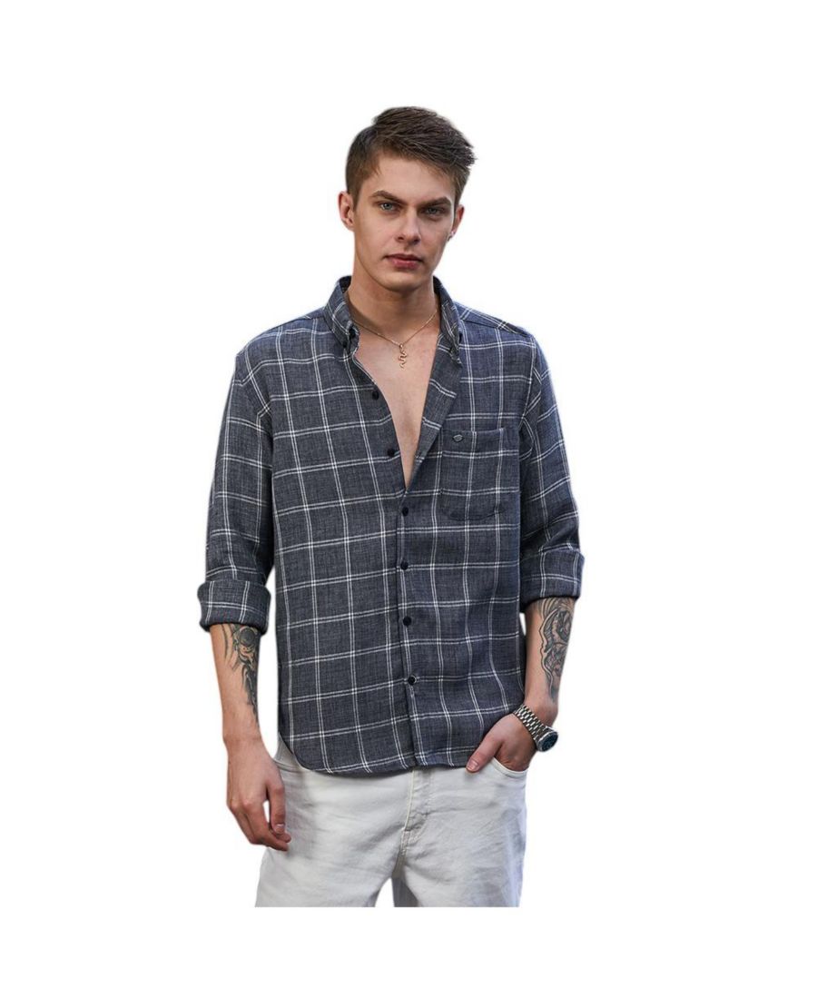 

Мужская рубашка в клетку BiGraph угольно-серого цвета Campus Sutra, Grey